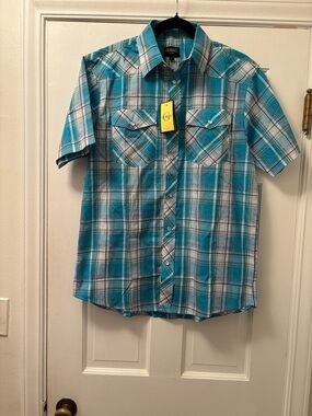 GIOBERTI MENS Short Sleeve Western Plaid Snap Up Shirt